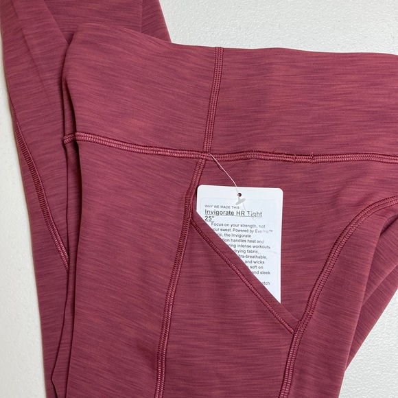 🎈Lululemon Invigorate tights 25” (7/8) Heathered Mulled Wine Red 4 - Picture 13 of 14